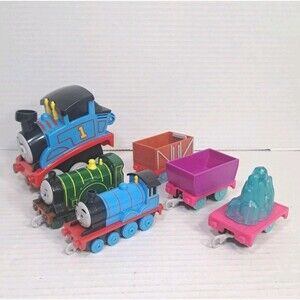 Thomas & Friends Toy Train Lot Thomas Percy Engines Cargo Cars Crystal Load 6 PC